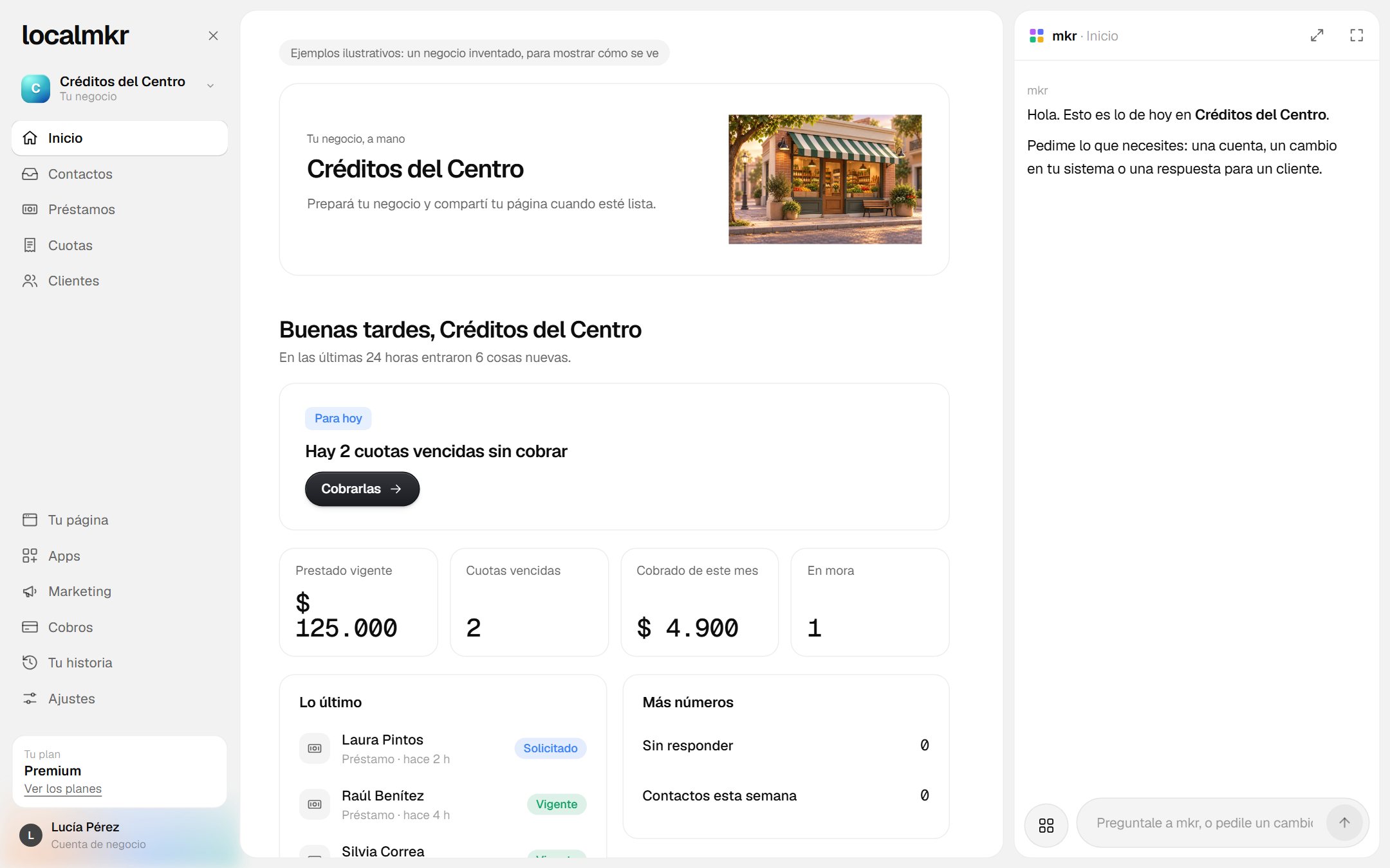 El sistema de una financiera, en la computadora (ejemplo): préstamos, cuotas y clientes