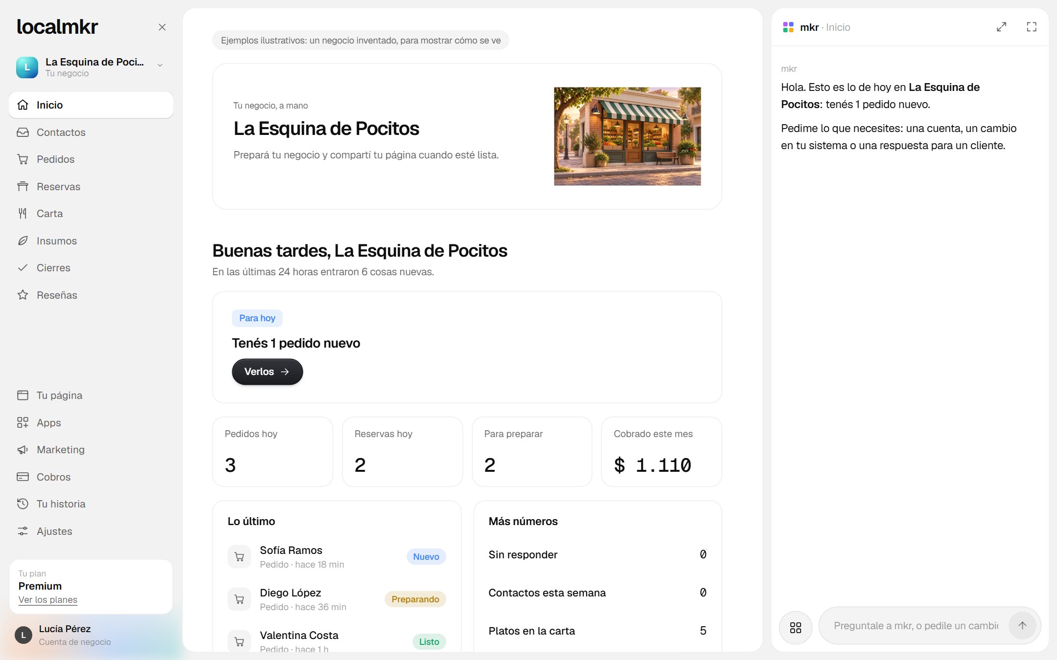 El sistema de un restaurante, en la computadora (ejemplo): pedidos, reservas, la carta, insumos, cierres de caja y reseñas