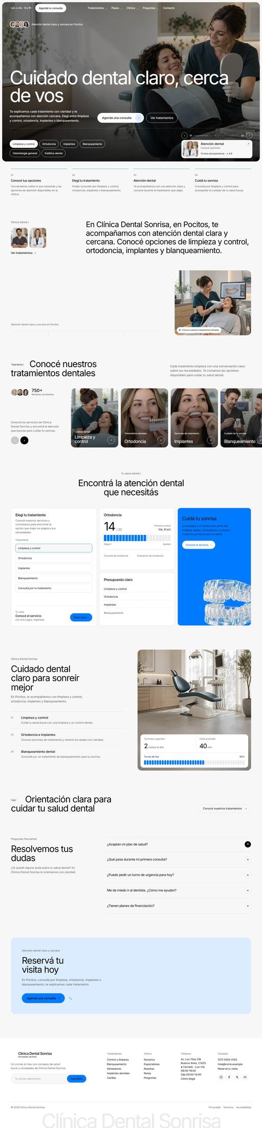Página de ejemplo de una clínica dental
